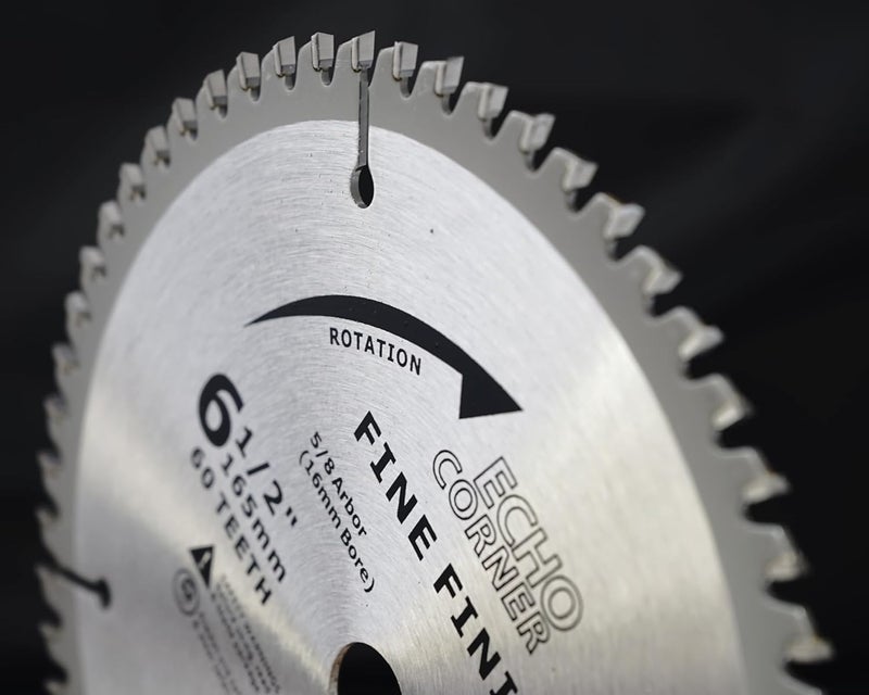 Echo Corner 6-1/2 Inch Fine Finish Wood Cutting Circular Saw Blade, Fine Cut Crosscut Framing Plywood MDF Plastic Veneer Lumber Laminate, 5/8 Inch Arbor (60-Tooth) - Image 4